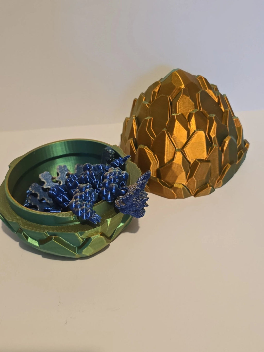 3D Printed Dragon in Egg – Rainbow Fantasy Hatching Set - 3D Printed Gifts & Custom Wood Plaques | Papajess