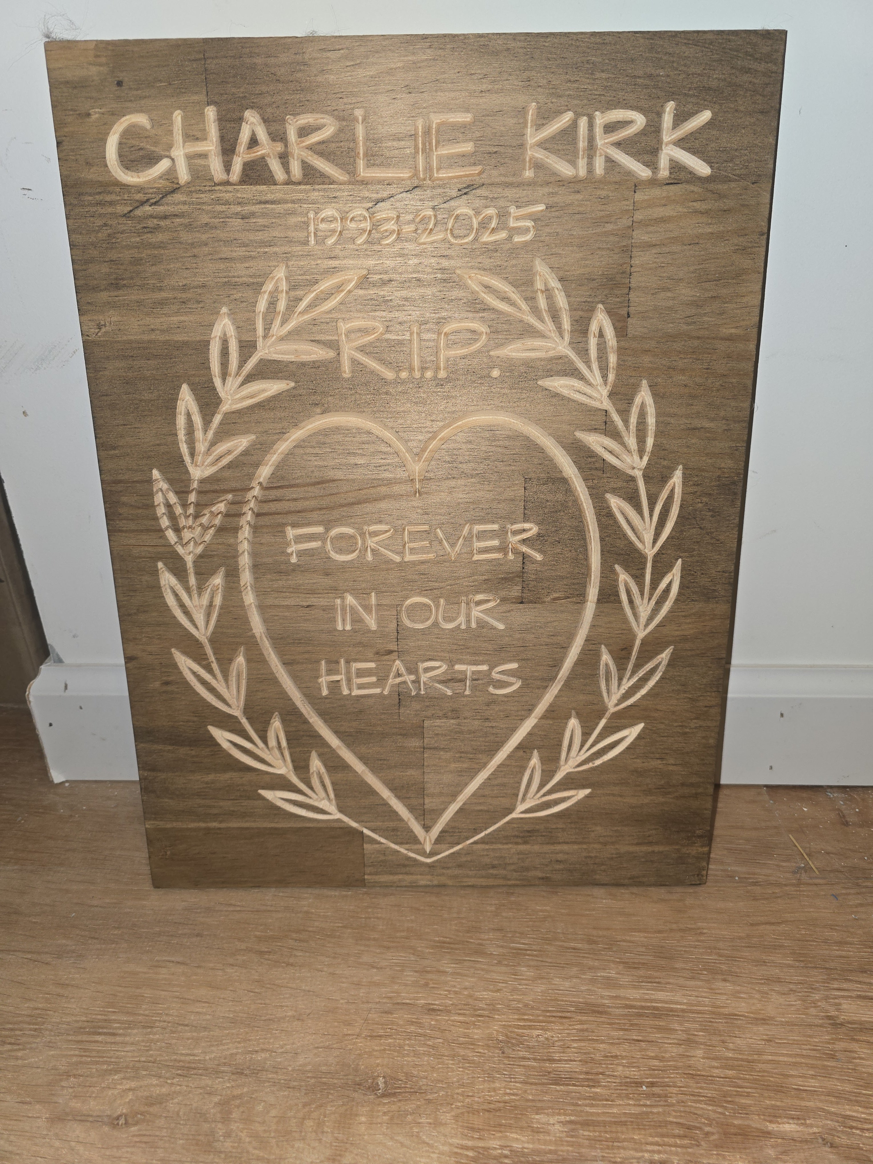 Charlie Kirk Wood Plaques