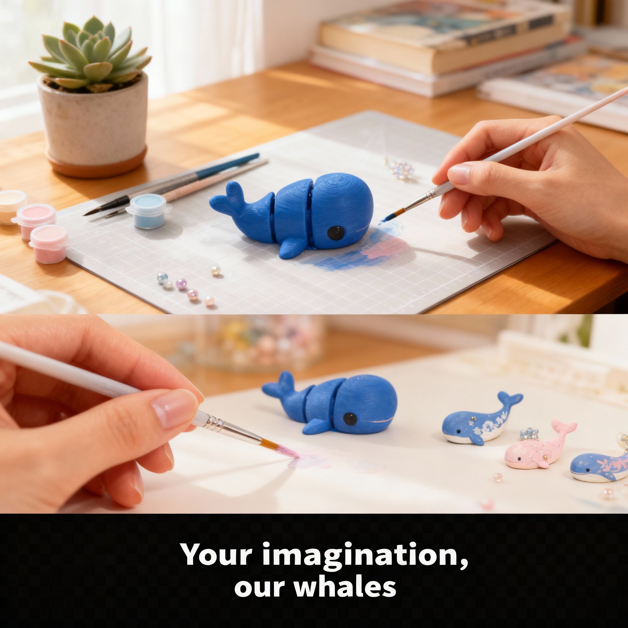 Baby Whale and Mom – 3D Printed Whale Set - 3D Printed Gifts & Custom Wood Plaques | Papajess