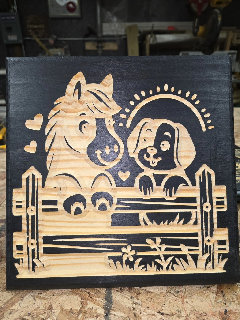 Horse & Dog Wood Plaque | Pet Lover - 3D Printed Gifts & Custom Wood Plaques | Papajess