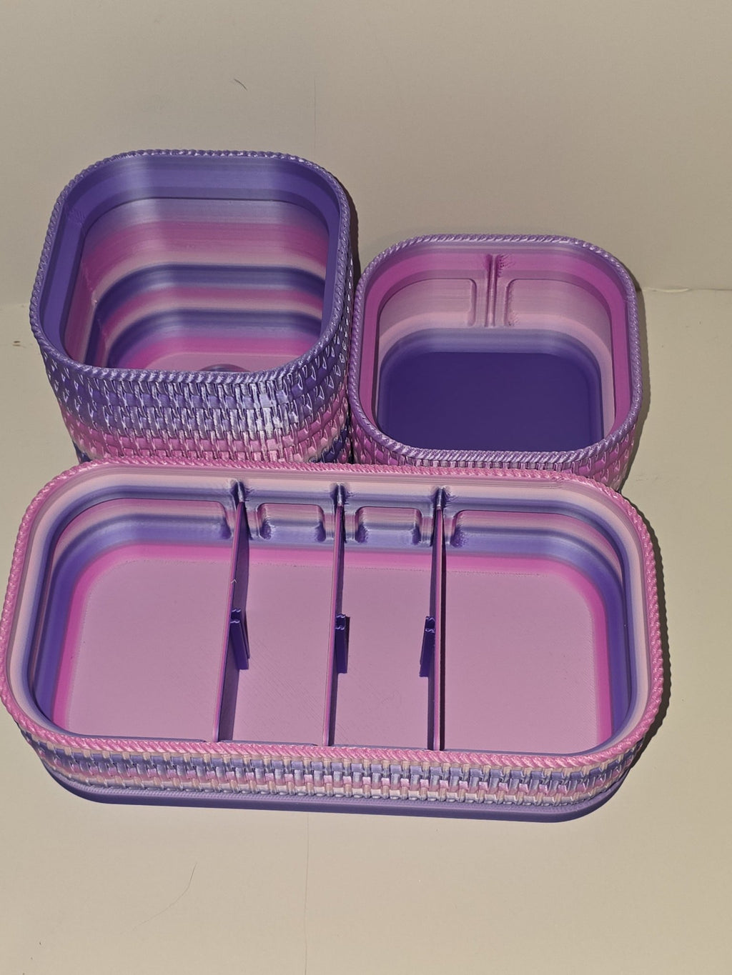 Makeup Vanity Organizer Set with Hairbrush - Purple Pink Storage Tray - 3D Printed Gifts & Custom Wood Plaques | Papajess