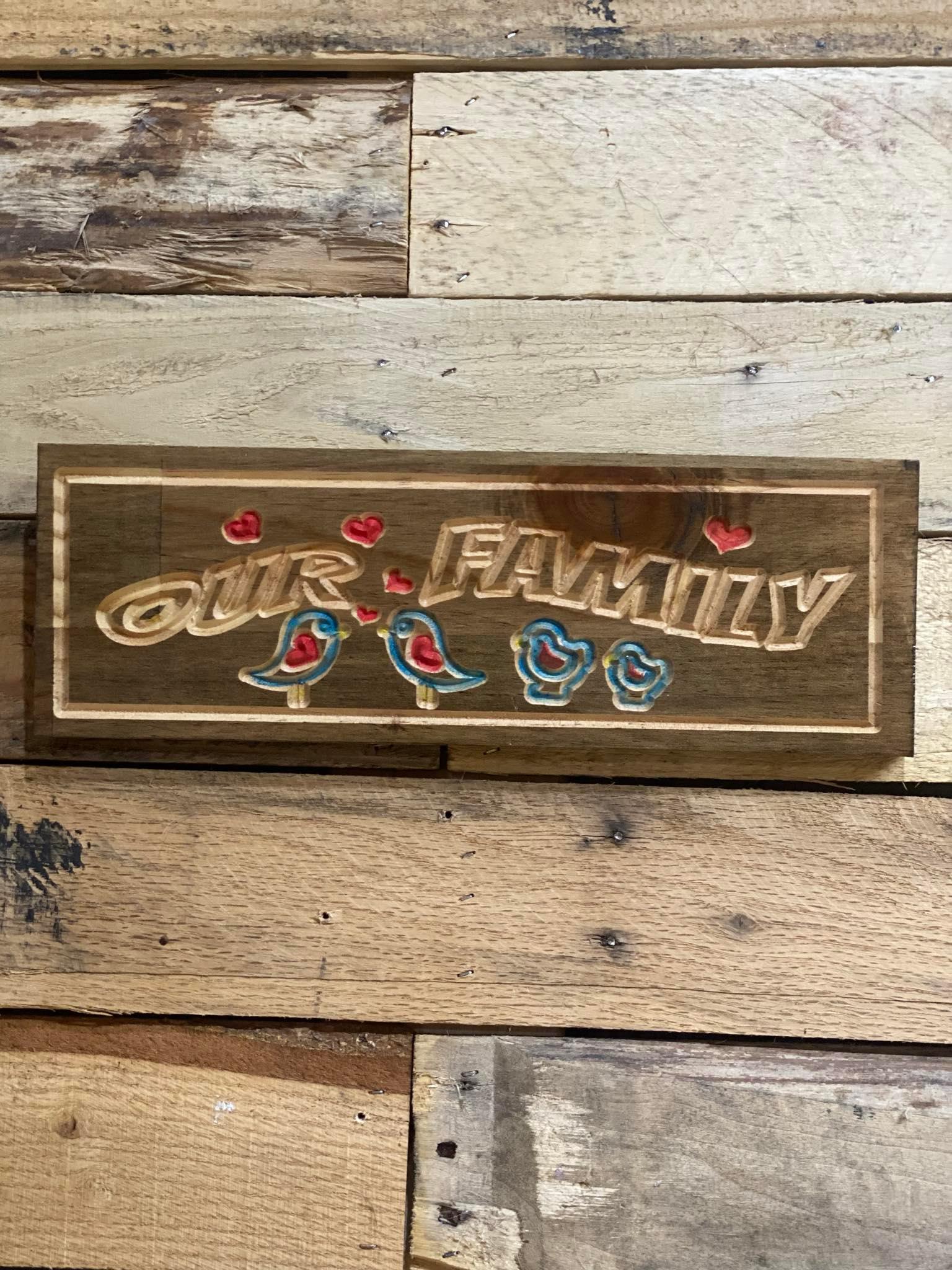 Our Family Wood Plaque - 3D Printed Gifts & Custom Wood Plaques | Papajess