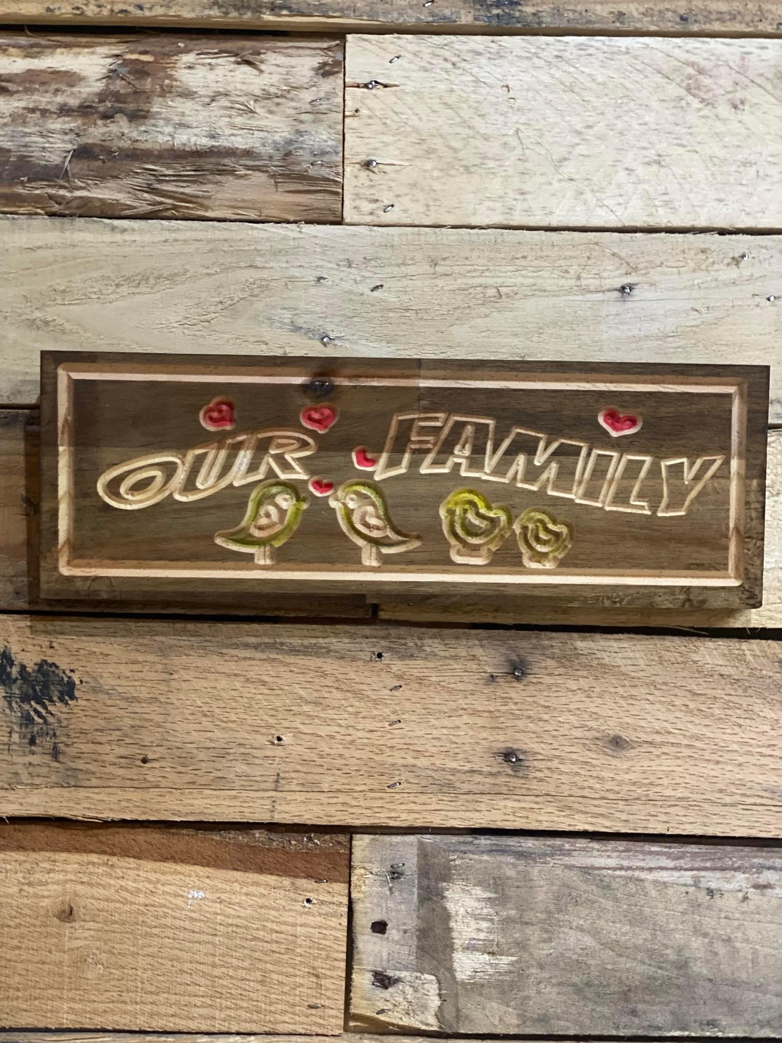 Our Family Wood Plaque | Personalized Home Décor - 3D Printed Gifts & Custom Wood Plaques | Papajess
