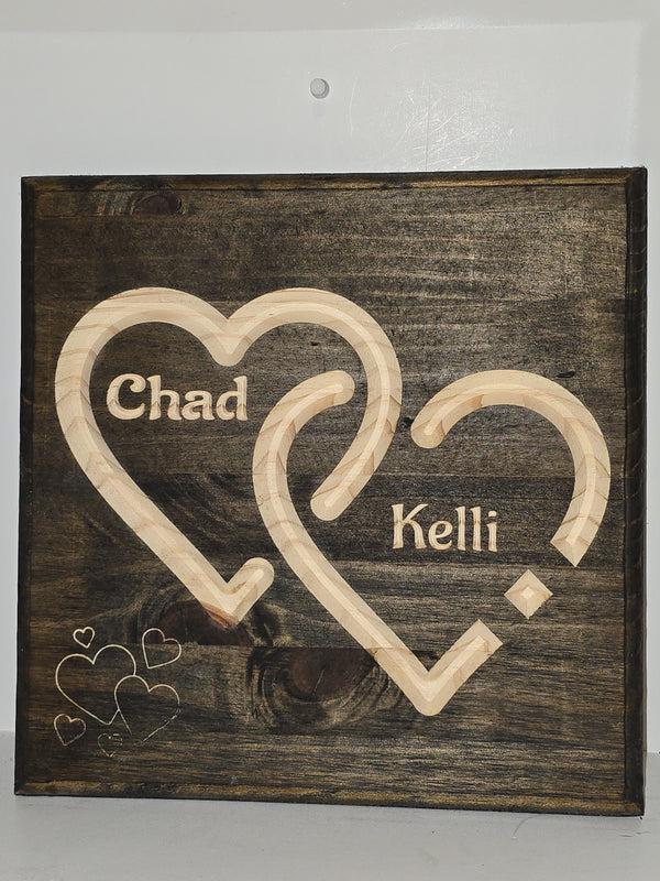 Personalized Valentine Heart Plaque with Names, Couple Gift - 3D Printed Gifts & Custom Wood Plaques | Papajess