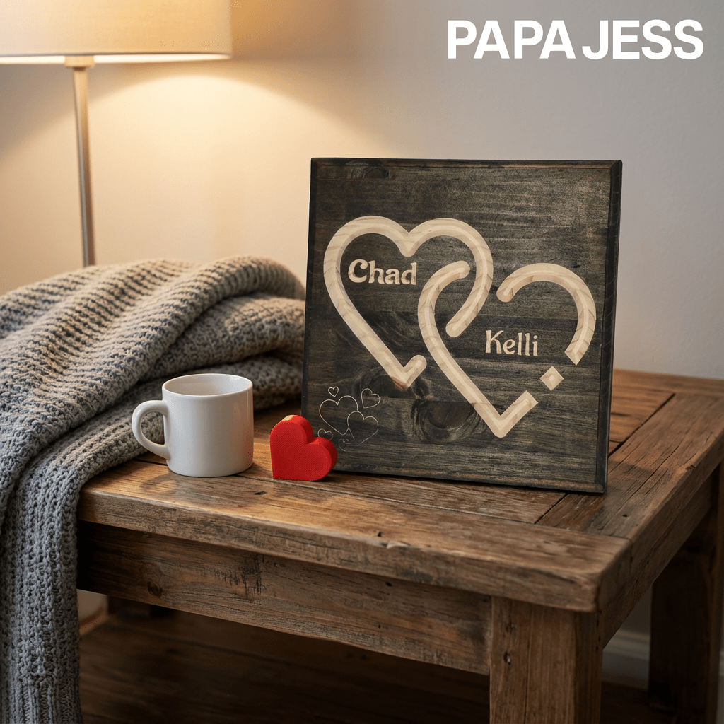 Personalized Valentine Heart Plaque with Names, Couple Gift - 3D Printed Gifts & Custom Wood Plaques | Papajess