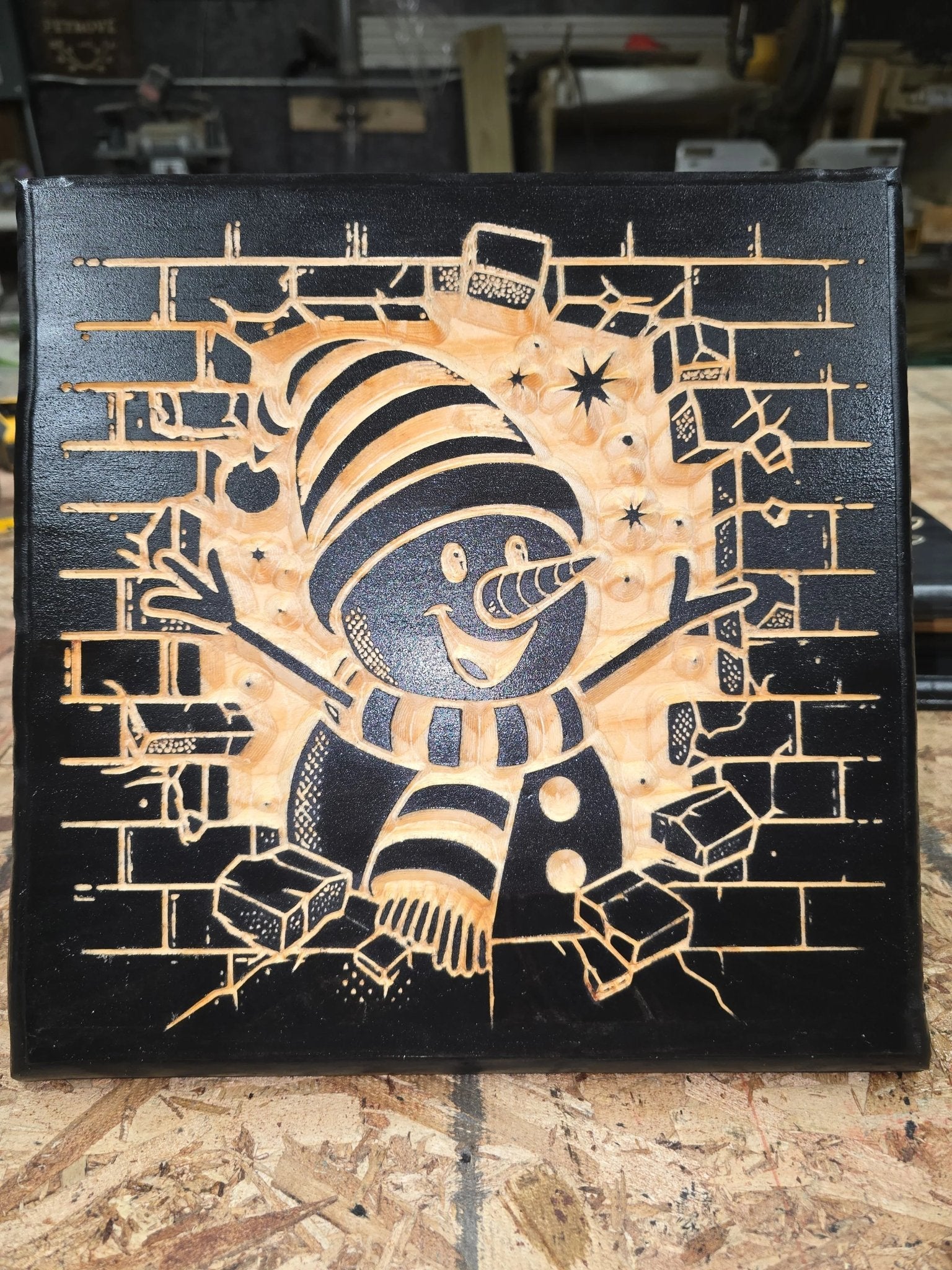 Wooden Snowman Plaque – Winter Holiday Décor - 3D Printed Gifts & Custom Wood Plaques | Papajess